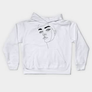 Abstact line art face Kids Hoodie